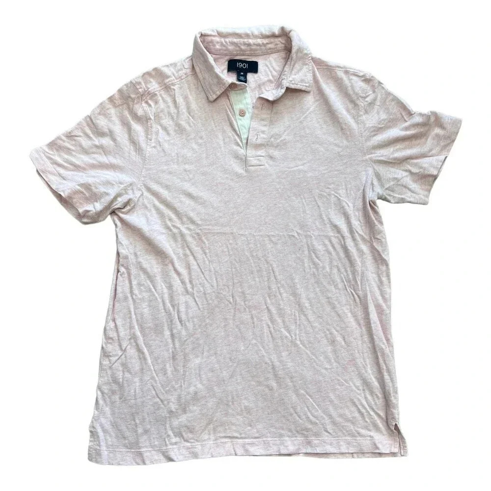 1901 Men’s Cotton Pink Heather Preppy Polo Shirt S